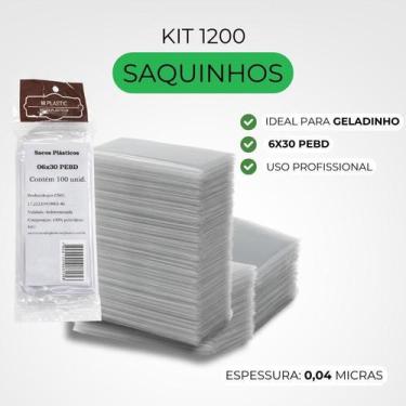 Imagem de Saco Plástico Para Geladinho 6X30Cm Pebd 1200 Unid Chup Chup - M Plast
