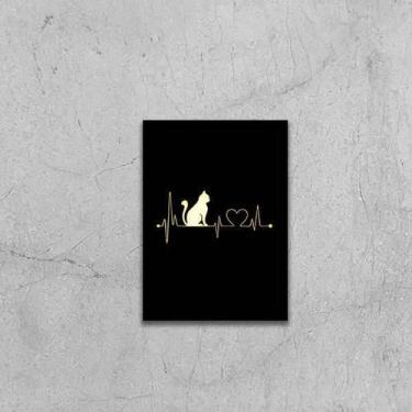 Imagem de Quadro Gato Sinal Vital 33X24Cm - Com Vidro Moldura Preta - Quadros On