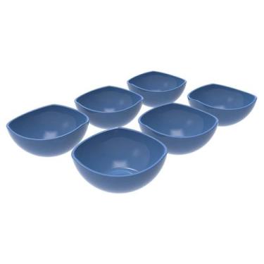 Imagem de Conjunto 6 Potes de Sobremesa Doces 265ml Plástico Trio Crippa Azul Ma