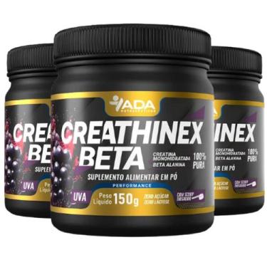 Imagem de 3x Suplemento Creathinex Beta 450g Creatina Monohidratada Sabor Uva Al