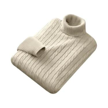 Imagem de Suéter Masculino De Gola Alta Tricotado, Quente E Casual, Pullover De 
