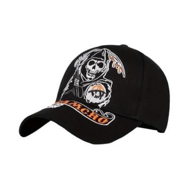 Imagem de Boné Snapback Bordado Com Caveira SAMCRO Sons of Anarchy, Casual, De A