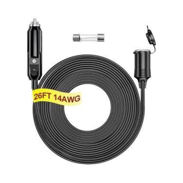 Imagem de Cabo Extensor Divisor De Carregador Para Acendedor De Cigarros 12V 24V