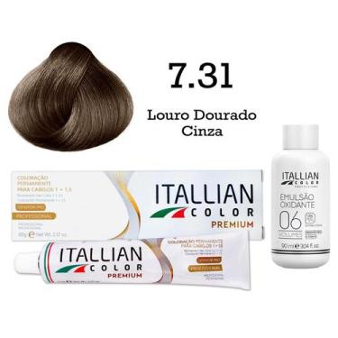 Imagem de Coloração 7.31 Louro Dourado Cinza Oxi 06 Volumes 90ml  Itallian Color