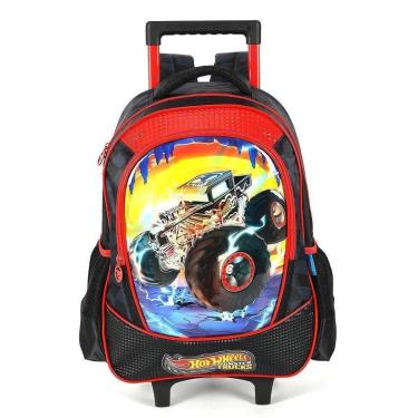 Imagem de Mochila de Rodinhas Luxcel Com Alça HotWheels Trucks Preto-Masculino