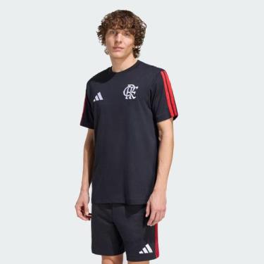 Imagem de Camiseta Adidas Flamengo DNA Preta e Vermelha, EG