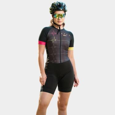 Imagem de Macaquinho de Ciclismo PRO com Zíper Espuma Batimentos Preto Bike-Feminino
