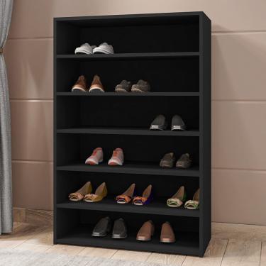 Imagem de Kit 04 Armários Multiuso Sapateira Laís 5 Prateleiras Preto - Abmaza