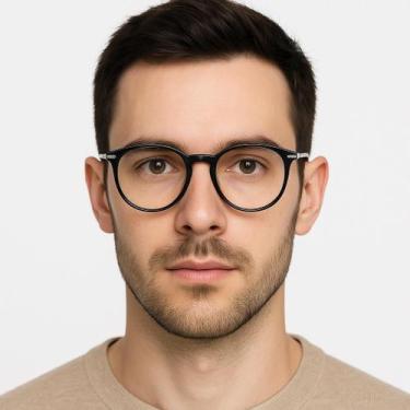 Imagem de Armação Óculos Grau Redondo Unissex Leve + Case - VINKIN, Preto, Fosco