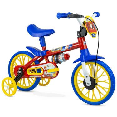 Imagem de Bicicleta Infantil Bombeiros Aro 12 com Rodinhas e Garrafinha - Nathor