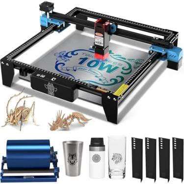 Imagem de Twotrees TTS-10 PRO Gravador a Laser, com Rolo Giratório a Laser, Máquina de Gravação a Laser de Alta Precisão de 10 W, Cortador a Laser, Velocidade de 500 mm/s, para Madeira, Metal, Vidro, Couro