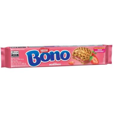 Imagem de Biscoito Recheado Sabor Morango Bono 90g, 1 Unidade, Morango