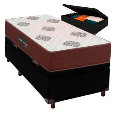 Imagem de Conjunto Cama Box Bau Com Colchão Solteiro Inova D45 Inovaflex - Preto