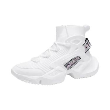 Imagem de Tênis Masculino Cano Alto Leve Para Corrida, Moda, Sola Grossa, Estilo