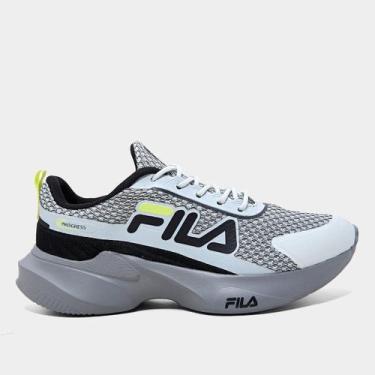 Imagem de Tênis Infantil Fila Progress, Cinza, Verde limão, 35