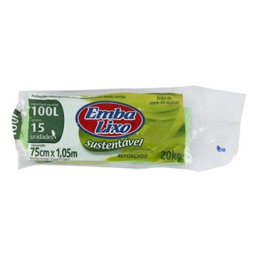 Imagem de Saco De Lixo Sustentável Cana De Açúcar 100 Litros Verde 15un - Embali
