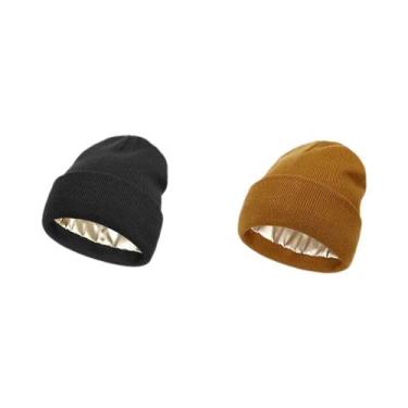 Imagem de Gorro De Malha Unissex Com Forro De Cetim, Acrílico, Quente E Macio Pa