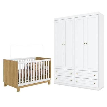 Imagem de Berço Americano Mini Cama Q Encanto Slim Freijó Branco Acetinado - Qmo