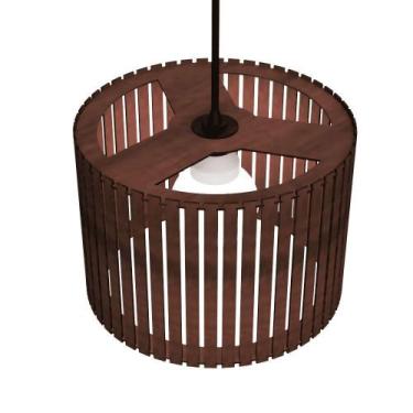 Imagem de Luminária Pendente Sirius Modelo Ripado Marrom, Bivolt