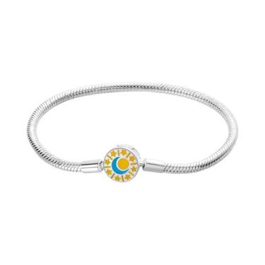 Imagem de Pulseira Feminina Banhada a Prata Com Fecho De Estrelas, Corações, Bor