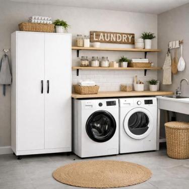 Imagem de Armário Clean Organizador Lavanderia Branco 2 Portas Multiuso Alto - L