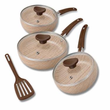 Imagem de Kit 3 Frigideiras Fundas Antiaderente 16 18 20 Espátula Revestimento N