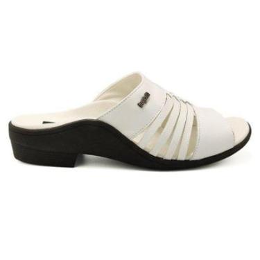 Imagem de Chinelo Itapuã Slide Canoinha Masculino Couro 4601S16 - 42 - Branco/Preto-Masculino