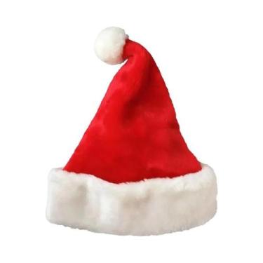 Imagem de Chapéu De Natal Vermelho Grosso De Pelúcia Para Adultos, Chapéu De Pap