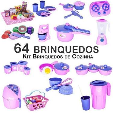 Imagem de Kit Infantil Panela Mercado Fogão Fruta Air Fryer  Fogão 64p - CLICKCO