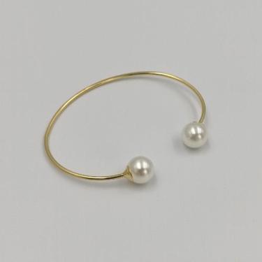 Imagem de Bracelete 2 Bolinhas Pérola Folheado A Ouro 18K Antialérgico - RSPRI00