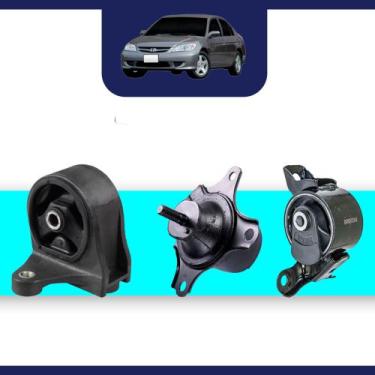 Imagem de Kit 03 Coxim Motor Câmbio Honda Civic 2001 A 2006 Man. Autom - shockbr