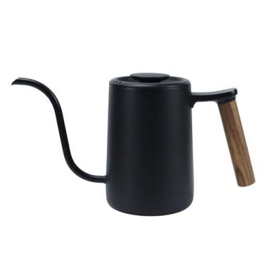 Imagem de Chaleira Timemore Preta Gooseneck Pescoço de Ganso Branco Aço Inox Cab