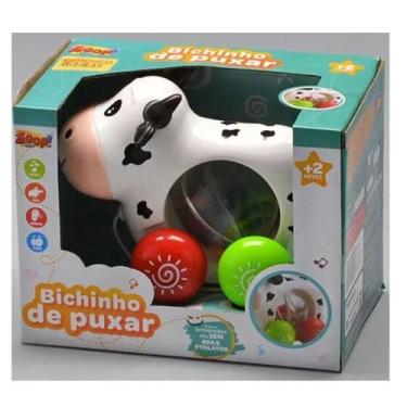 Imagem de Bichinho de Puxar com som Bebe infantil - Zoop Toys ZP00751, Vaquinha