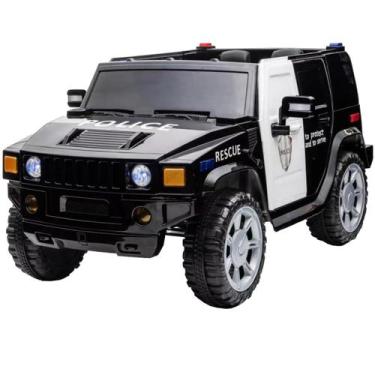 Imagem de Mini Carro Jipe Elétrico Infantil 12V Policia Luz Som Bateria Controle