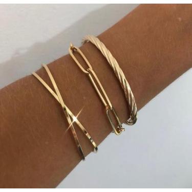Imagem de Kit pulseiras, banhadas a ouro 18k, com regulagem  - Haru