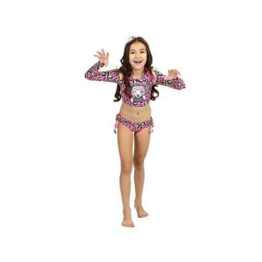 Imagem de Biquíni Cropped Infantil Manga Longa karol Oncinha Siri Kids, 3