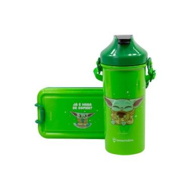 Imagem de Kit Marmita Lancheira Garrafa Talher Baby Yoda Star Wars Zona Criativa