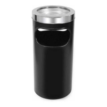 Imagem de Cinzeiro Lixeira Plástico Com Aro Em Aço Inox 22l C6IP PRETO - jsn