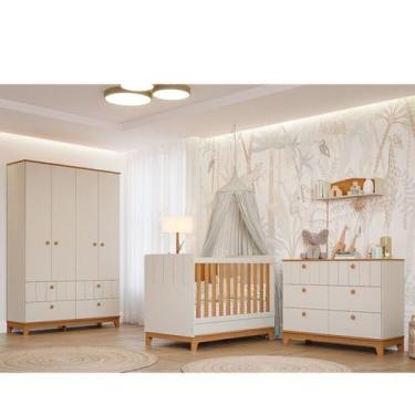 Imagem de Quarto de Bebê 1 Berço 1 Cômoda 6 Gavetas 1 Guarda Roupas 4 Portas 4 G