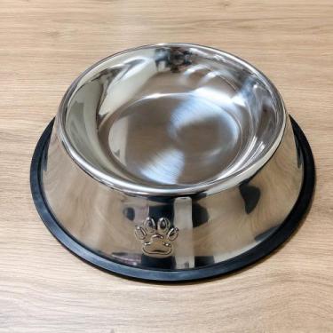 Imagem de Comedouro Pet Redondo Inox Antiderrapante Cachorro Gato 16cm - BUPPY P