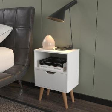 Imagem de Mesa de Cabeceira em Mdp 1 Gaveta Cm8036 Branco - Tecno Mobili