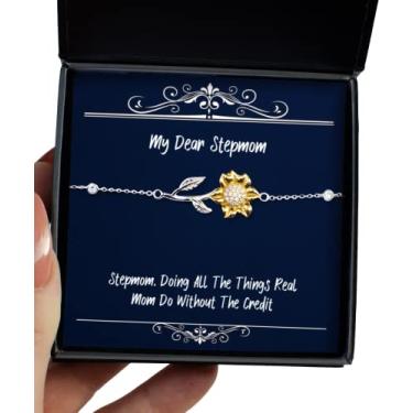 Imagem de Bracelete de girassol com ideia única madrasta, madrasta Doing All The Things Real Mom Do Without, para mãe