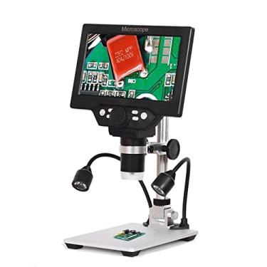 Imagem de Zwbfu Microscópio digital G1200 Tela grande colorida de 7 polegadas Display LCD de base grande 12MP 1-1200X de amplificação contínua com suporte de liga de alumínio com duas luzes de