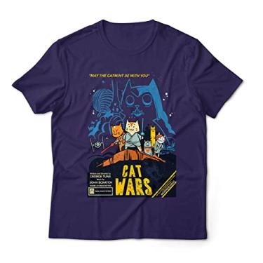 Imagem de Camiseta Geek Masculino Cat Wars 5 Cores (G, Azul Marinho)