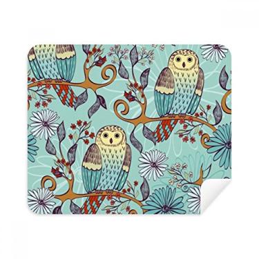 Imagem de Pano de limpeza Blue Flower Owl Protect Animal Pet Lover Limpador de tela 2 peças de tecido de camurça
