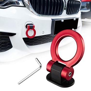 Imagem de TOMALL Kit de gancho de reboque adesivo vermelho para decoração de carro para-choque para acessórios externos de automóveis (apenas decoração)