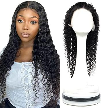 Imagem de Mayloss Perucas de renda frontal 33 x 10 cm peruca de cabelo humano frontal pré-arrancada 18/56 cm lisa/corpo/cacheado profundo 150% denisty hd peruca de cabelo humano peruca preta natural cor de