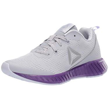 Imagem de Reebok Tênis de corrida infantil Flashfilm Runner, Cinza/Slvr/Roxo/Lilás, 22 BR