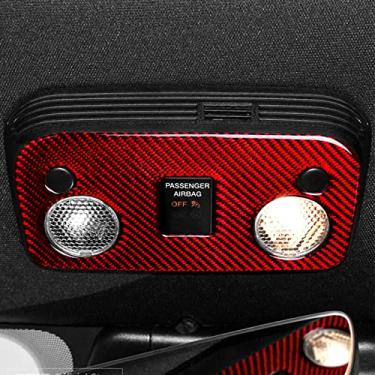 Imagem de FINMOKAL Capa Protetora Adesivo Para Painel De Controle De Luz De Leitura De Fibra De Carbono Para Ford Mustang 2015 2016 2017 Vermelho