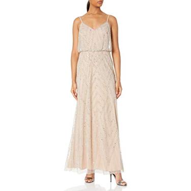 Imagem de Adrianna Papell Blusa feminina Slvlss com contas Gwn, Prata/nude., 50